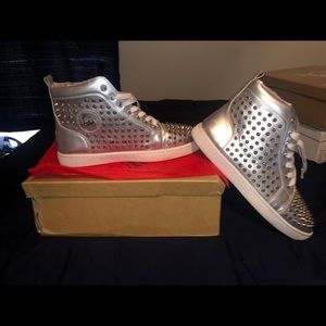 Silver Louboutin Melon Spike Shoes